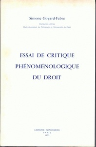 ESSAI DE CRITIQUE PHENOMENOLOGIQUE DU DROIT