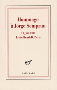 HOMMAGE A JORGE SEMPRUN - 11 JUIN 2011 - LYCEE HENRI IV, PARIS