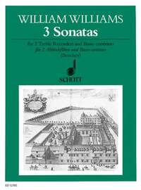 3 SONATAS - 2 TREBLE RECORDERS AND PIANO. PARTITION ET PARTIES.