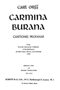 CARMINA BURANA - CANTIONES PROFANAE. LIVRET.