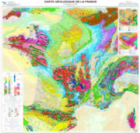 CARTE GEOLOGIQUE DE LA FRANCE PLASTIFIEE 118CM X 120CM