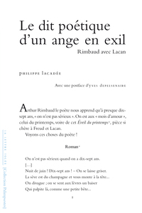 LE DIT POETIQUE D'UN ANGE EN EXIL - RIMBAUD AVEC LACAN
