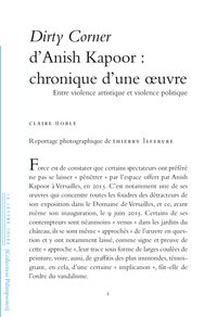 DIRTY CORNER D'ANISH KAPOOR : CHRONIQUE D'UNE OEUVRE - ENTRE VIOLENCE ARTISTIQUE ET VIOLENCE POLITIQ