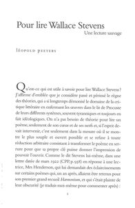 POUR LIRE WALLACE STEVENS