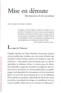 MISE EN DEROUTE - DJOSS JANSSENS OU LE RIRE ENCOMBRANT