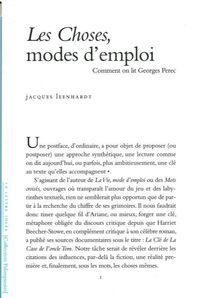 LES CHOSES,MODES D'EMPLOI