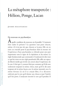 LA METAPHORE TRANSPERCEE - HELION, PONGE, LACAN