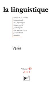 LINGUISTIQUE 2010, VOL. 46 (1)