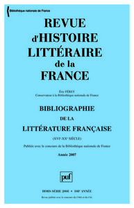 RHLF 2008, Bibliographie 2007