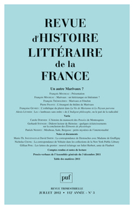 RHLF 2012, N  3 - UN AUTRE MARIVAUX ?