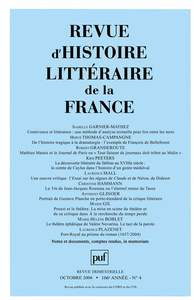 REVUE D'HISTOIRE LITTERAIRE DE LA FRANCE 2006 - N  4