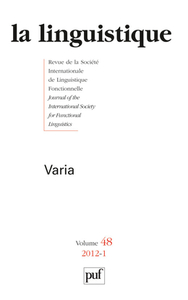 linguistique 2012, vol. 48 (1)