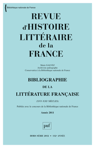 RHLF 2012, Bibliographie 2011