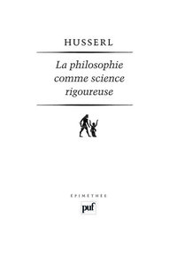 Philosophie comme science rigoureuse (4e ed) (La)