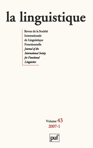 linguistique 2007, vol. 43 (1)