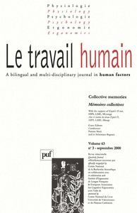 travail humain 2000, vol. 63 (3)