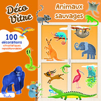 ANIMAUX SAUVAGES - DECO VITRE - 100 DECORATIONS VITROSTATIQUES REPOSITIONNABLES
