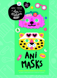 ANI MASKS - 6 MASQUES EN PAPIER A DECORER AVEC DES STICKERS FLUO