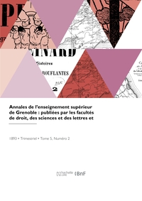 ANNALES DE L'ENSEIGNEMENT SUPERIEUR DE GRENOBLE