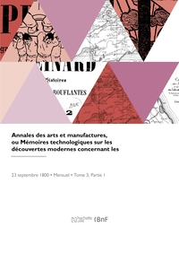 ANNALES DES ARTS ET MANUFACTURES