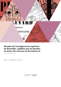 ANNALES DE L'ENSEIGNEMENT SUPERIEUR DE GRENOBLE