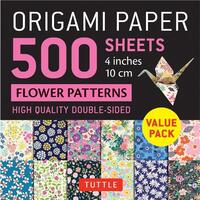 ORIGAMI PAPER 500 SHEETS FLOWER PATTERNS 4" 10 CM /ANGLAIS