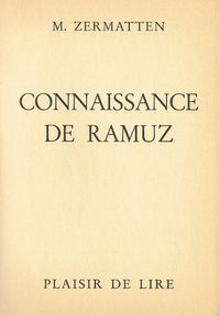 CONNAISSANCE DE RAMUZ