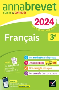 Annales du brevet Annabrevet 2024 Français 3e