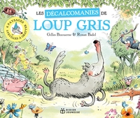 Loup gris en décalcomanies