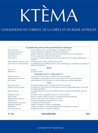 KTEMA, N  38/2013. LA QUESTION DES PAUVRES ET DE LA PAUVRETE DANS LE MONDE GREC