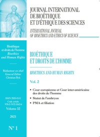 BIOETHIQUE ET DROITS DE L'HOMME-VOL2-STATUT DE L'EMBRYON-JIB 2021 VOL32 N°1
