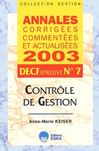 DECF EPREUVE 7 CONTROLE DE GESTION