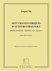 SEPT CHANTS LYRIQUES D'AUTEURS ESPAGNOLS CHANT