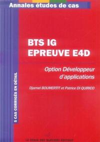 BTS IG EPREUVE E4D- OPTION DEVELOPPEUR D'APPLICATIONS ELOPPEMENT