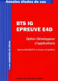 BTS IG EPREUVE E4D. OPTION DEVELOPPEUR D'APPLICATIONS. 5 CASCORRIGES EN DETAIL