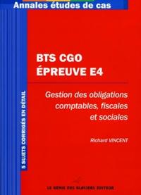 BTS CGO : EPREUVE E4. GESTION DES OBLIGATIONS COMPTABLES, FISCALES ET SOCIALES