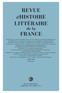 Revue d'Histoire littéraire de la France