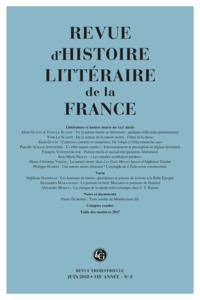 Revue d'Histoire littéraire de la France