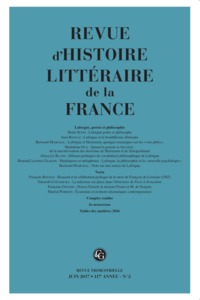 Revue d'Histoire littéraire de la France