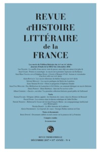 Revue d'Histoire littéraire de la France