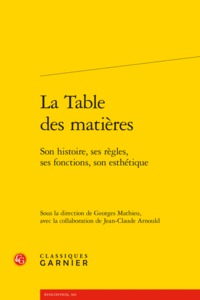 La Table des matières