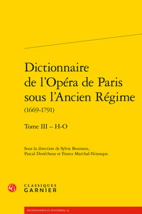 Dictionnaire de l'Opéra de Paris sous l'Ancien Régime