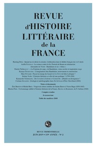 Revue d'Histoire littéraire de la France