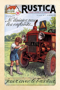 CARNET DE NOTES VINTAGES 2 GARCON AVEC TRACTEUR