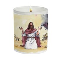Bougie parfumée pour le carême, Jésus au désert petit page