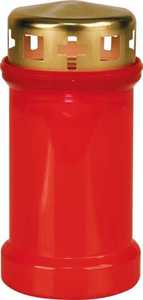 Veilleuse d'extérieure rouge avec couvercle doré