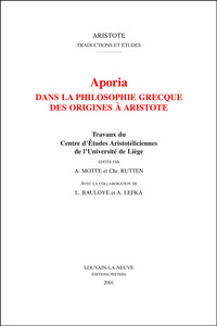 APORIA DANS LA PHILOSOPHIE GRECQUE DES ORIGINES A ARISTOTE