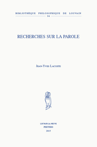RECHERCHES SUR LA PAROLE
