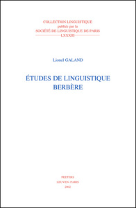 ETUDES DE LINGUISTIQUE BERBERE