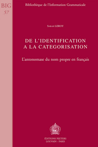 DE L IDENTIFICATION A LA CATEGORISATION L ANTONOMASE DU NOM PROPRE EN FRANCAIS